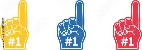 Number One Foam Finger Icon Set Collection