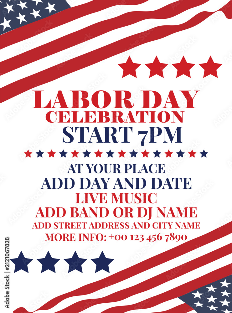 Obraz premium Labor day celebration poster flyer social media post design