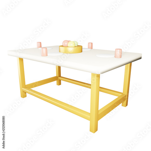 3D Dining Table With Transparent Background