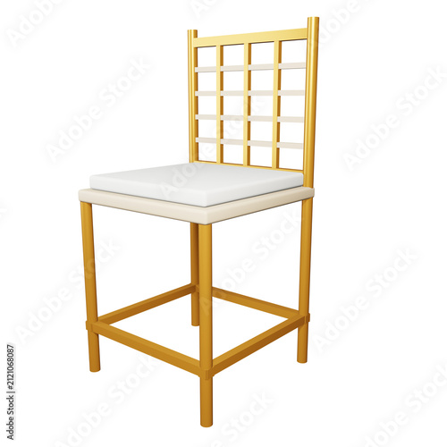 3D Cafe Chair With Transparent Background