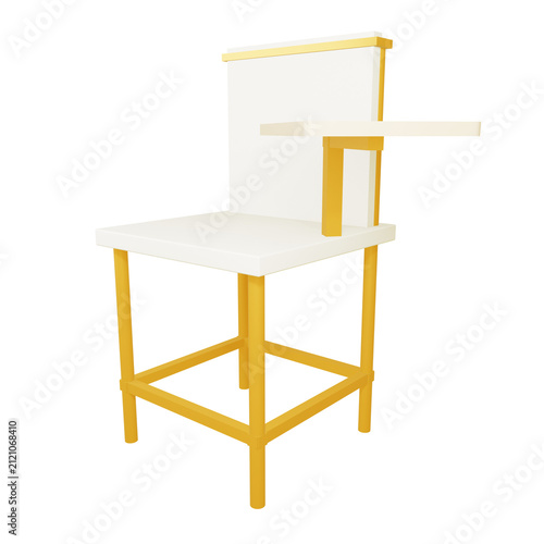 3D School Chair With Transparent Background