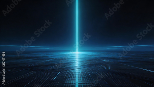 Futuristic digital landscape with glowing lines