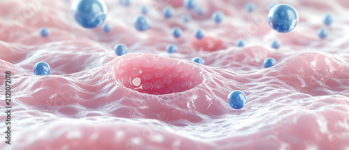 Advanced Skin Hydration and Active Ingredient Penetration Concept with Hyaluronic Acid 3D Macro Visualization