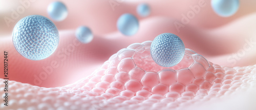 Advanced Skin Hydration and Active Ingredient Penetration Concept with Hyaluronic Acid 3D Macro Visualization