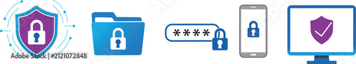 Data Security and Privacy Protection Flat Icon Collection