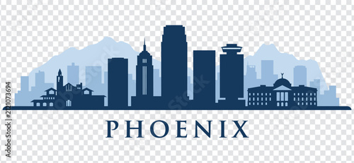 Obraz na płótnie Phoenix city skyline silhouette vector illustration