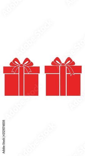 Two Red Gift Boxes with Bows, Isolated on White Background, Celebration and Surprise Concept