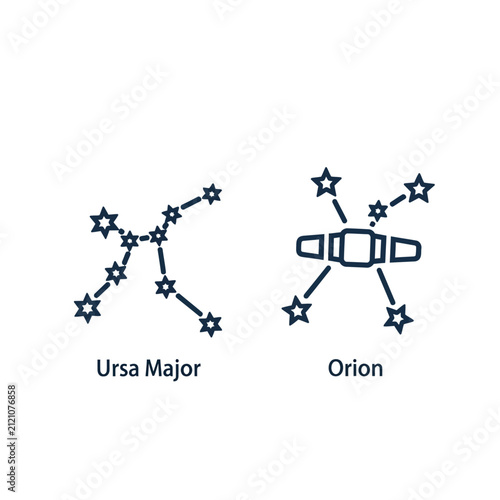 Ursa Major and Orion Constellations Icon Set