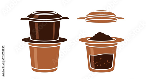Vietnamese Coffee Phin Filter Icon Set