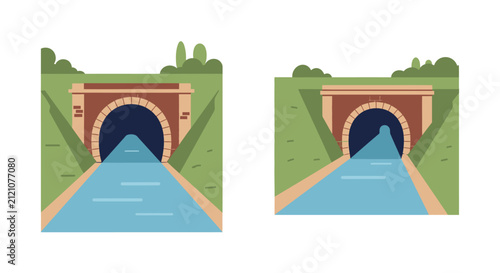 Cartoon Illustration of Water Canal Tunnels