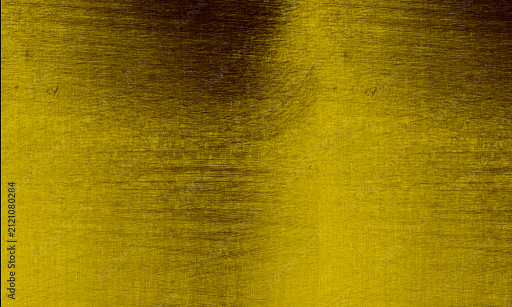 Naklejka premium Gold metal texture background. Brushed yellow metallic surface with shiny light reflections.