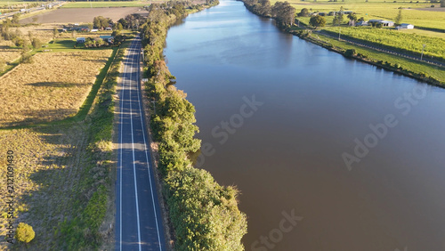 Foto Aerial View of Rural Highway Running Parallel to Clarence River