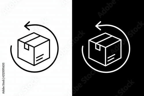 Cardboard Package with Return Arrow Symbol for Shipping and Logistics Management