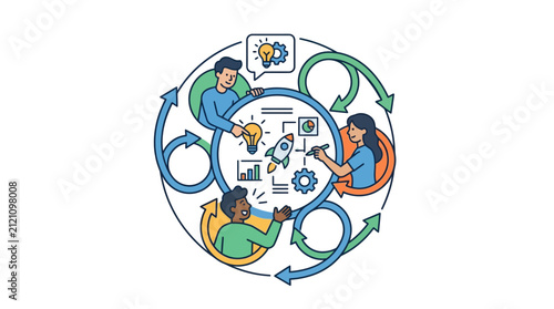 Business team collaborating on a strategic agile workflow process