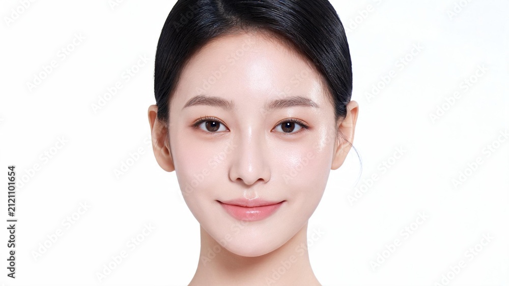 Fototapeta premium Close-up portrait of beautiful Asian woman with glowing skin