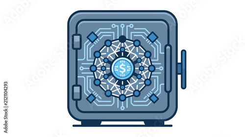 Digital secure vault with currency symbol