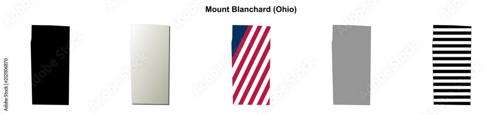 Obraz premium Mount Blanchard (Ohio) blank outline map set