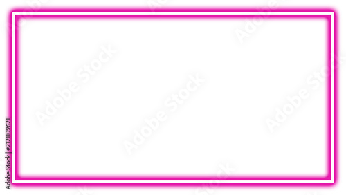 Pink Glowing Neon Rectangular Frame Graphic Element Isolated on Transparent Background