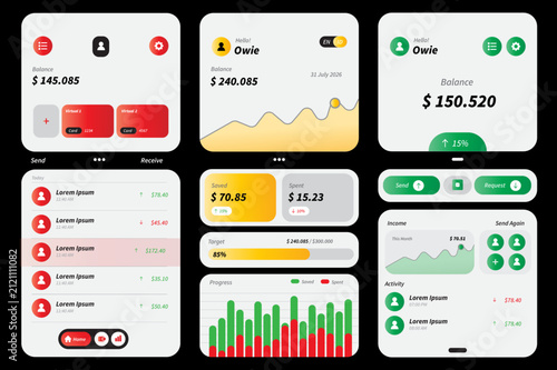 Картината върху платно Mobile app interface displays financial data