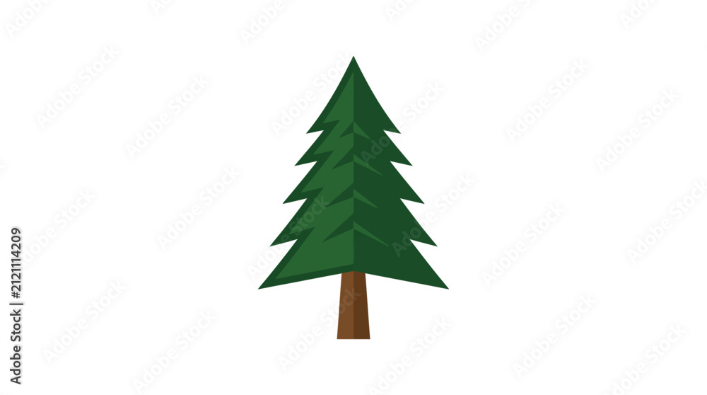 Fototapeta premium A simple flat vector illustration of a green coniferous tree