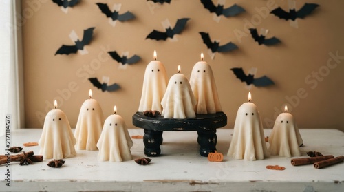 Cute Ghost Candle Figures On Display Table