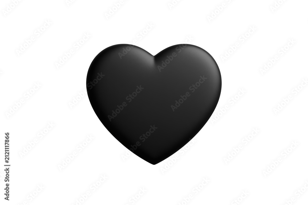 Fototapeta premium Glossy black heart isolated on transparent background