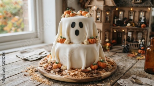 Festive Ghost Cake Centerpiece For Halloween Party