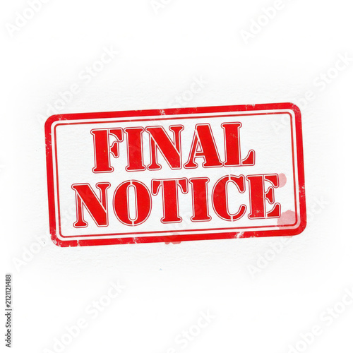 Red rectangular rubber stamp with the text Final Notice written in bold letters