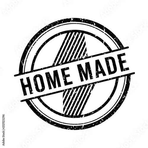 Black round rubber stamp design with the text home made for product labels
