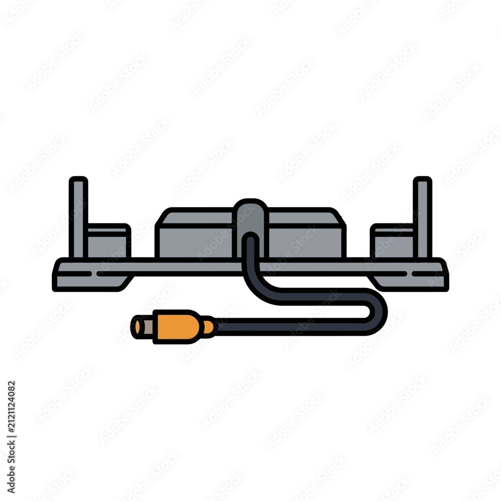 Fototapeta premium Electronic Hardware Module with Cable and Connector Vector Icon