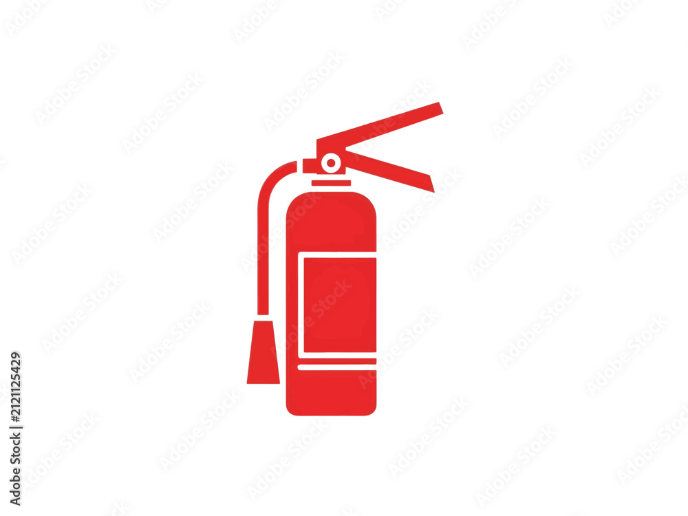Obraz premium Red fire extinguisher icon for fire safety, fire protection, and emergency response, symbolizing fire prevention