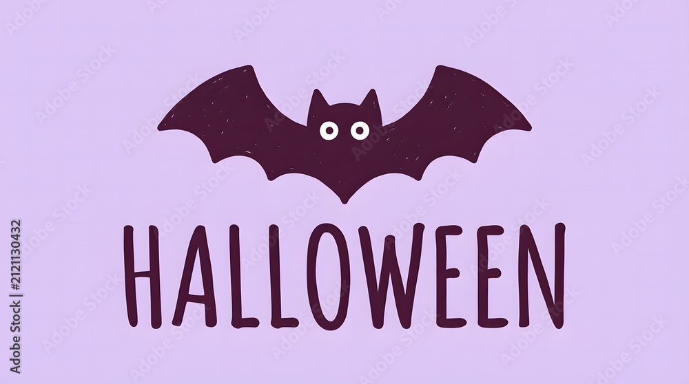 Obraz premium Purple Halloween bat illustration with text on light purple backdrop