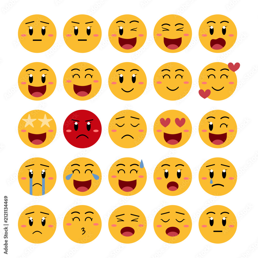 Fototapeta premium Collection Of Flat Emoji