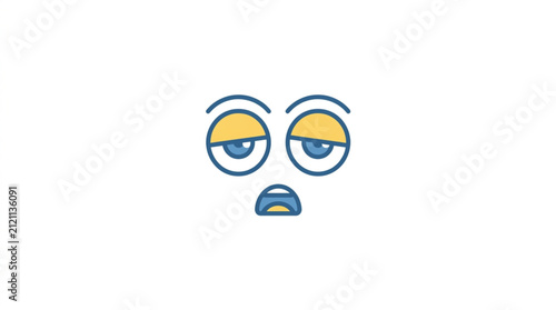 Canvastavla Cartoon sad face with closed eyes and frown expression.