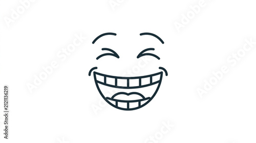 фотографія Cartoon smiling face with closed eyes and big grin.
