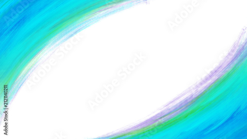 Vibrant turquoise green curved lines border transparent background
