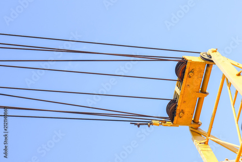 Принти на полотні Heavy duty old industrial crane cable equalizer sheave assembly with steel wire ropes