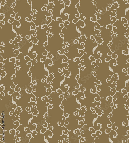 Japanese Curl Leaf Vine Vector Seamless Pattern