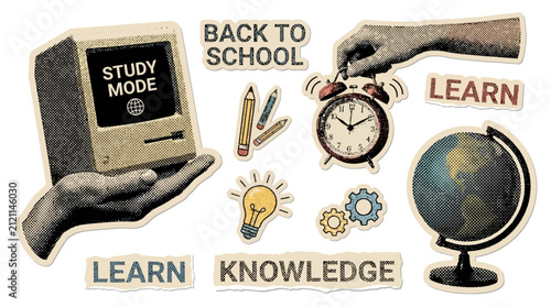 Creative Collage Collection of Torn Paper Stickers and Ripped Note Elements for Back to School Education Design Featuring Textured Scrapbook Stationery and Academic Study Supply Graphic Elements