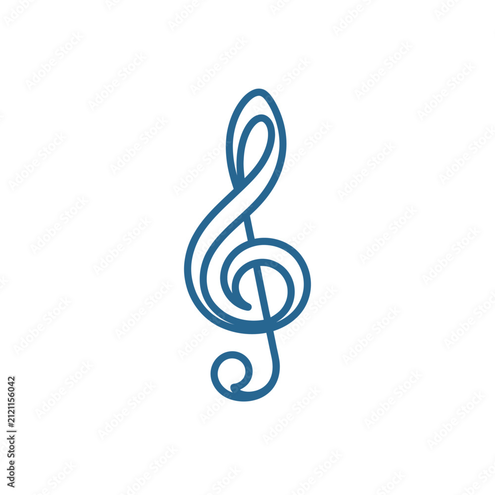 Fototapeta premium Blue Treble Clef Music Symbol Isolated.