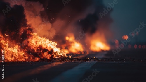 Night fire road