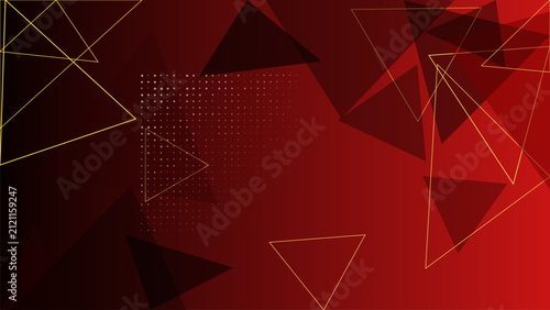 Geometric Triangle Pattern With Gradient Red And Gold Background