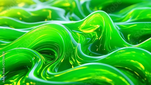 Flowing green liquid with yellow highlights