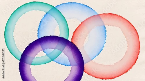 Four overlapping watercolor rings
