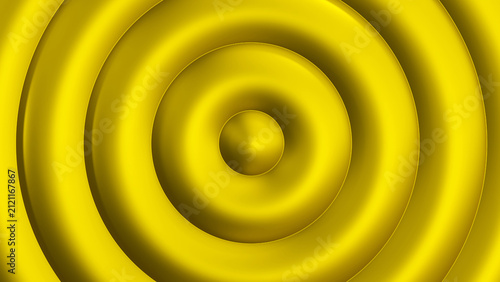 Golden metallic ripples minimalist geometric texture, modern gold radial gradient pattern with shadows, 3d render illustration.