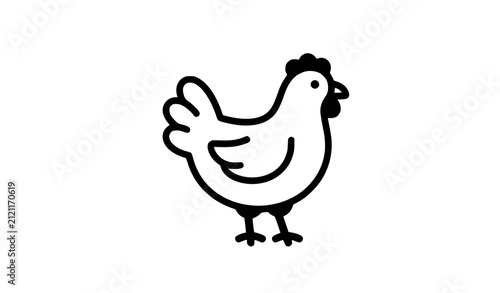 Cute Chicken Outline Vector Icon Isolated Farm Animal Poultry Illustration for Agriculture Design