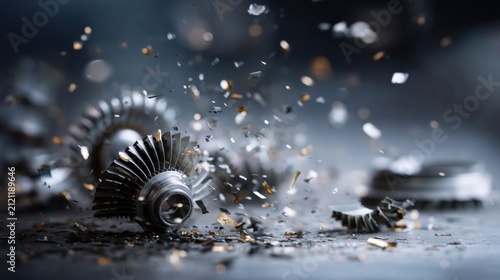Gears explosion abstract
