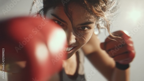 Woman boxing closeup