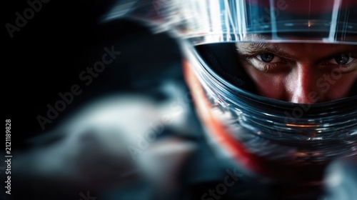 Racing helmet driver