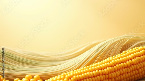 A sophisticated abstract background featuring fine parallel fibrous textures of dried corn husks and kernel silhouettes